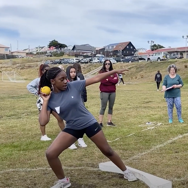 Girl playing shotput