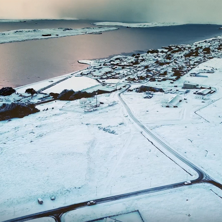 Aerial view in winter