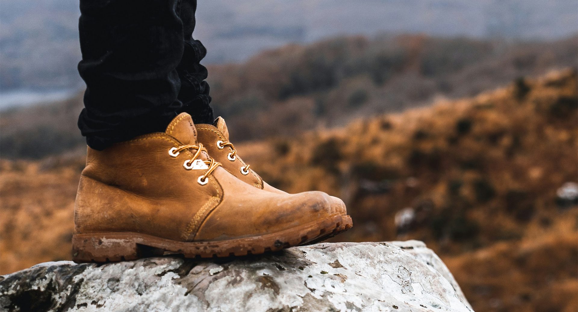 hiking boots on mountain