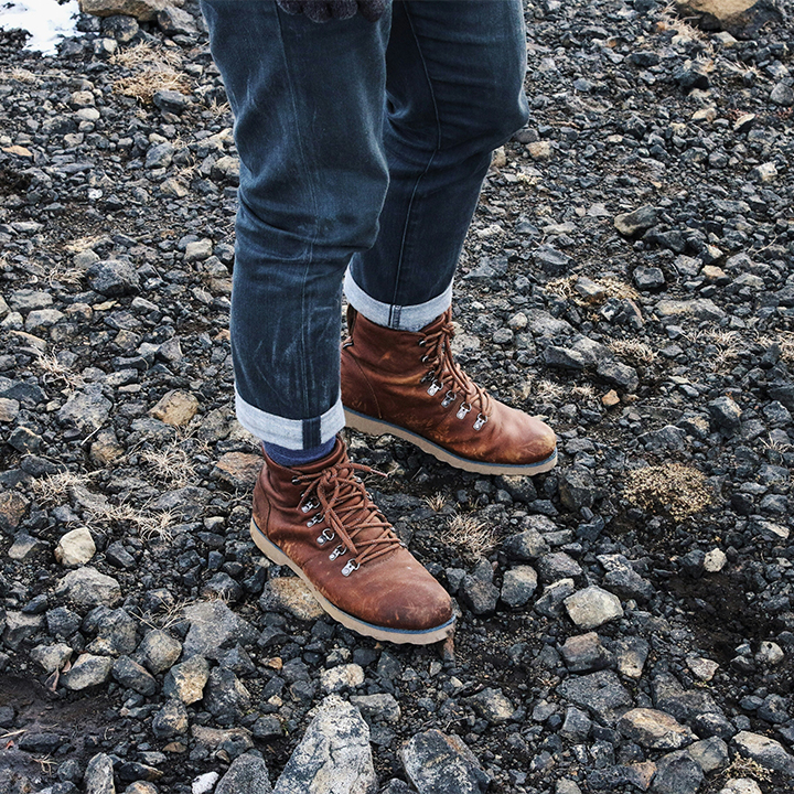 boots on pebble ground