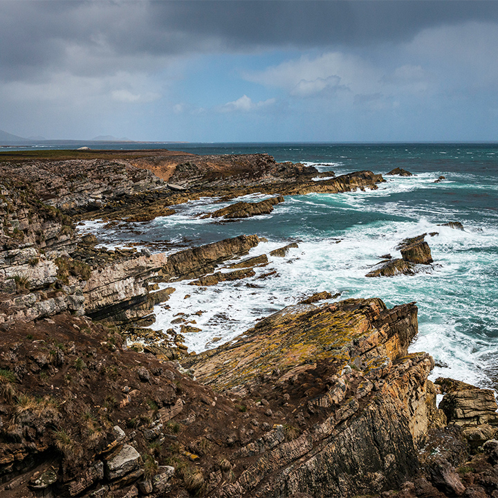 Rugged Falklands coastline