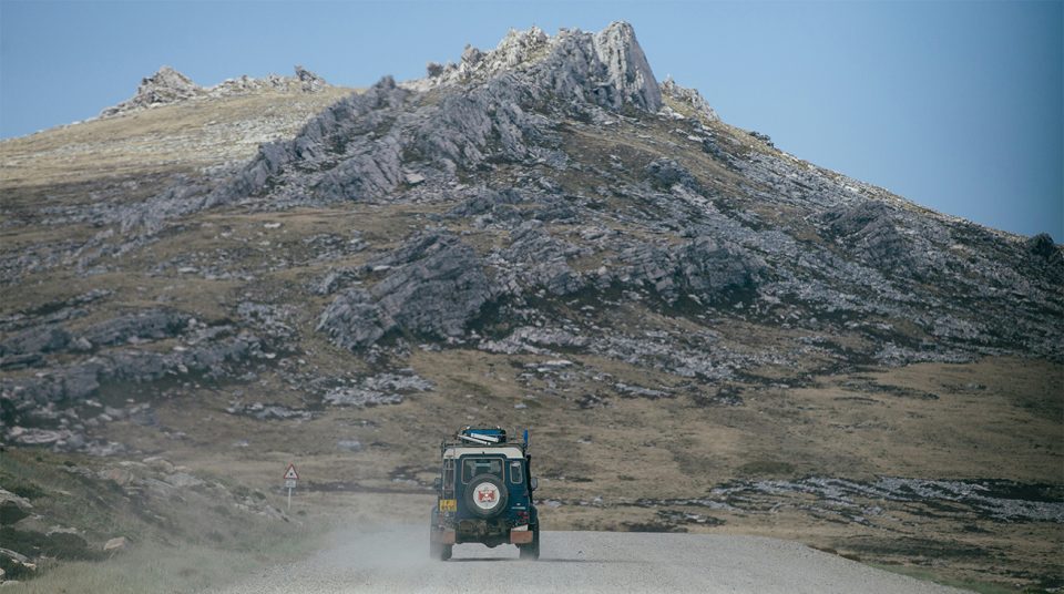 4WD in front of mountain