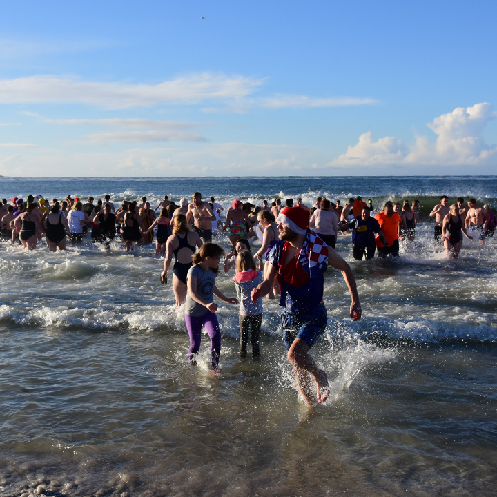 Coming out of the water after taking part in midwinter swim, Sta